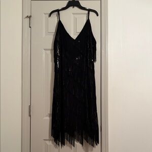 Black Fringe and sequin Dress